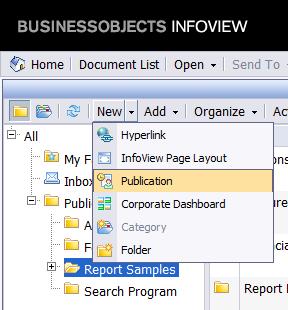 Creating a New Publication in SAP Crystal Reports Server 2008