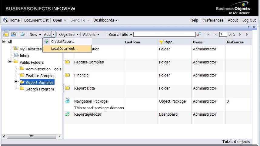 Adding an SAP Crystal Report to InfoView